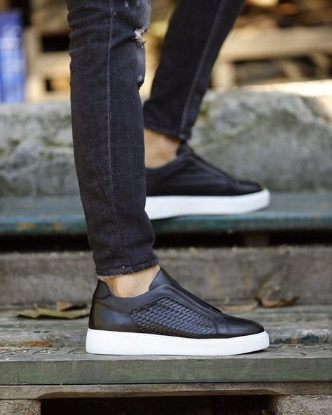 Sardinelli Lecce Black Laceless Woven Slip-On Sneakers #SardinelliStore Best Shoes For Men, June 16, Slip On Sneakers, Nice Shoes, Shoes Mens, Slip On, Sneakers, On Instagram, Black