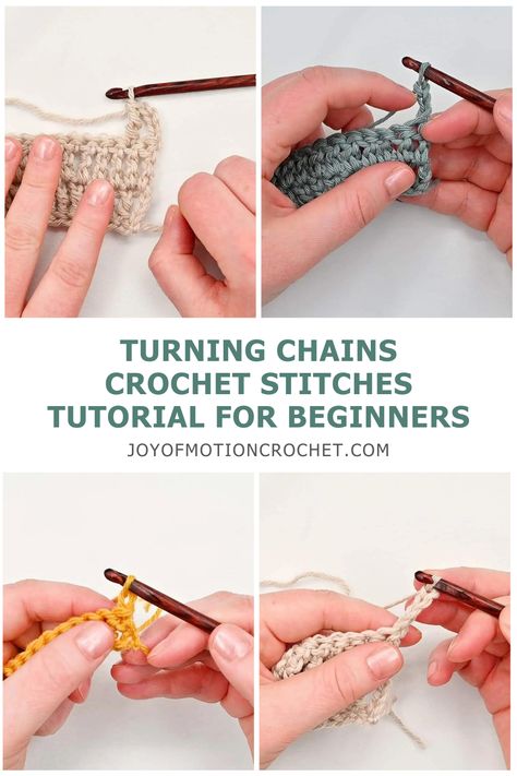 How To Turn Chain Crochet, Turning Crochet Work, Turning Chains In Crochet, Crochet Turning Tips, How To Turn In Crochet, Turning Chains Crochet, How To Turn Crochet Rows, Double Crochet Turning Chain, How To Start Crocheting