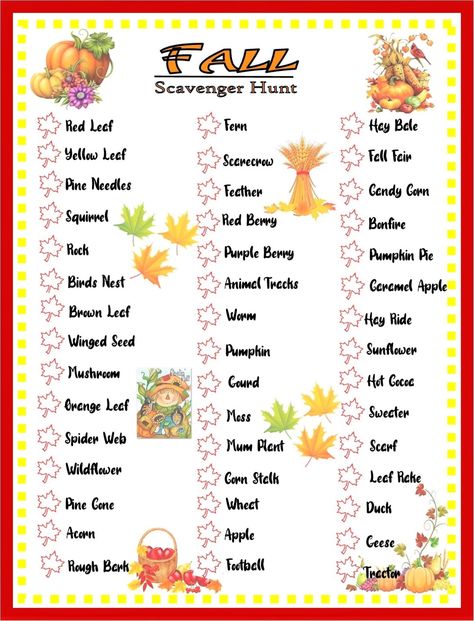 Our Fall & Autumn-themed nature scavenger hunt printable is the perfect autumn activity for all ages, but especially 4-12 years old children. I created this fall hunt to provide a fun, easy, and yet great learning experience! What better way to enjoy the beautiful fall season than to get out in the crisp breeze and hunt! Just right for individual hunts, or for even more excitement - make it a game of friendly competition between friends, siblings, and even with Mom & Dad, all fall long! This fal Fall Nature Scavenger Hunt, Scavenger Hunt Camping, Nature Scavenger Hunt Printable, Fall Scavenger Hunt, Scavenger Hunt List, Autumn Activity, Nature Scavenger Hunt, Nature Hunt, Fall Games