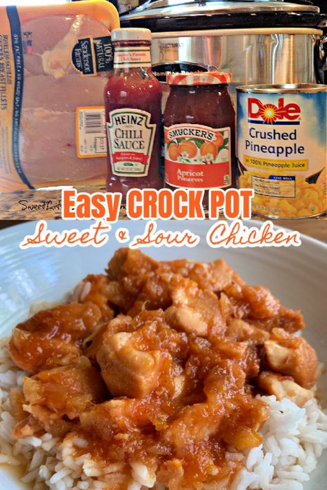 Slow Cooker Chicken Recipe, Chicken Crock Pot, Shredded Chicken Crockpot, Crockpot Chicken Breast, Easy Crockpot Dinners, Sweet And Sour Chicken, Sweet Sour Chicken, Chicken Entrees, Sweet N Sour Chicken