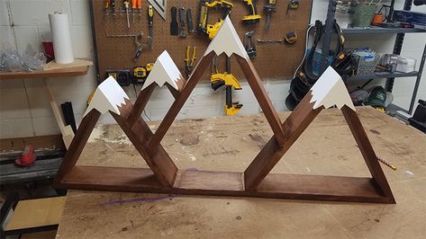 Mountain Shelves, Mountain Shelf, Boot Jack, Pine Boards, White Caps, Big Boy Room, Backyard Projects, Mountain Art, Woodworking Plans Free