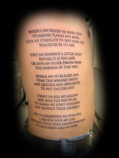 Firemans Prayer, Wildland Firefighter Tattoo, Fighter Tattoos, Firefighter Tattoos, Tattoo God, Fireman's Prayer, Prayer Tattoo, Firefighter Crafts, Family Quotes Tattoos