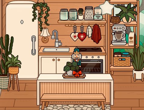 Kitchen idea! I gave it a bit of a christmas theme!✨ i hope u guys like it😊 Toca Boca House Ideas Modern Mansion Christmas Kitchen, Toca Boca Christmas Kitchen, Cozy Toca Boca House, Christmas House Toca Boca, Toca Boca House Ideas Christmas, Christmas Toca Boca House Ideas, Toca Boca Room Ideas Christmas, Toca Boca Ideas Kitchen, Toca Boca Kitchen Ideas Big Family House