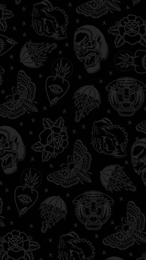 Goth Sublimation Designs, Dark Indie Wallpaper, Old School Backgrounds, Ipad Dark Wallpaper, Traditional Tattoo Background, Traditional Tattoo Wallpaper, Follow Wallpaper, Goth Aesthetic Wallpaper, Tattoo Background