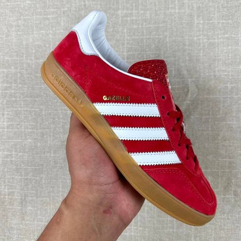 Adidas Gazelle Indoor Scarlet Red Men 5 Available (Women 6 )Brand New In Box 100% Authentic. Fast Shipping All Sales Final Adidas Red Gazelle, Adidas Red Shoes, Red Adidas Shoes Outfit, Adidas Gazelle Red, Red Shoes Women, Red Adidas Gazelle, Red Sambas, Red Gazelle, Red Sneakers Outfit