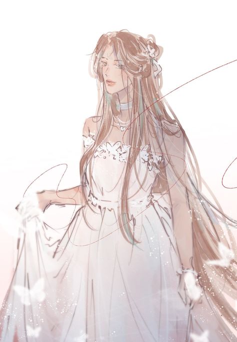 Xie Lian As A Woman, Mxtx Genderbend, Tgcf Genderbend, Xie Lian Genderbend, Xie Lian Wedding Dress, Xie Lian Bride, Fem Xie Lian, Female Xie Lian, Bride Xie Lian