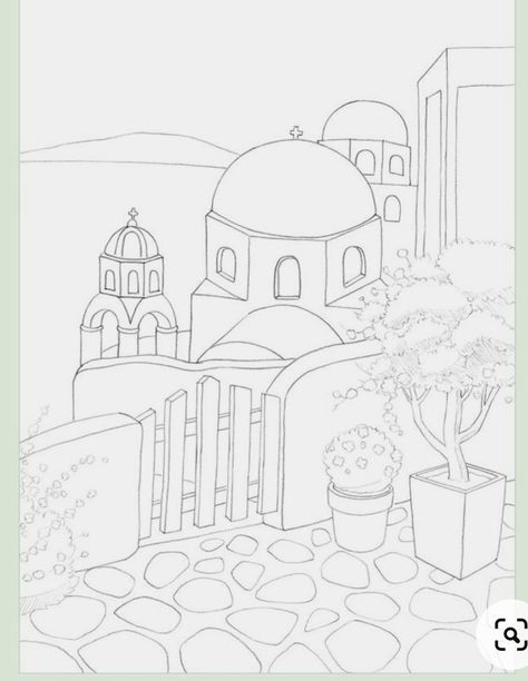 Drawing Of Greece, Greece Doodles, Italy Drawing Easy, Fun Coloring Pages For Kids, Greece Drawing, Canvas Sketch, Educational Coloring Pages, Temple Drawing, Fun Coloring Pages