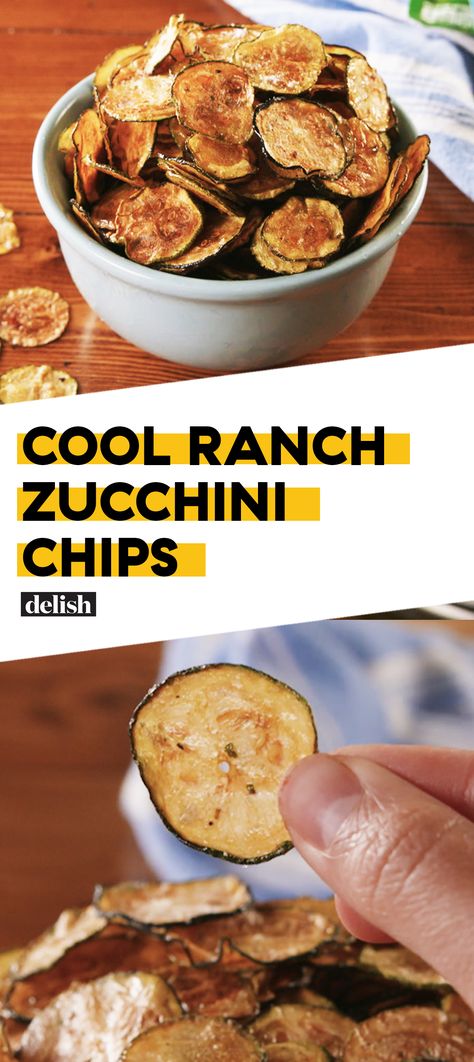 Cool Ranch Doritos lovers: prepare to freak out over these zucchini chips. Get the recipe at Delish.com. #recipe #easy #easyrecipes #zucchini #chips #baking #ranch #veggie #snack #vegetables Ranch Zucchini, Cool Ranch Doritos, Veggie Snacks, Low Carb Snack, Zucchini Chips, Dehydrator Recipes, Zucchini Recipes, Halle Berry, Jamie Oliver