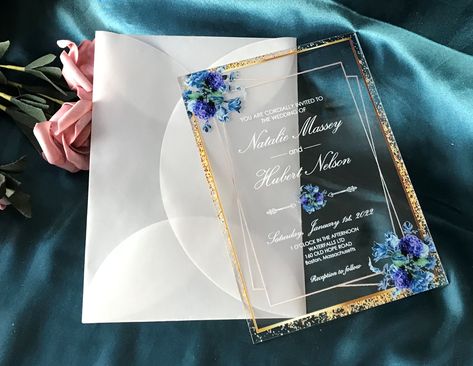 Wedding Invitations Blue, Plexiglass Invitations, Wedding Invitation Blue, Clear Wedding Invitations, Clear Acrylic Wedding Invitations, Acrylic Wedding Invitation, Quinceanera Invitation, Pinterest Wedding, Acrylic Wedding Invitations