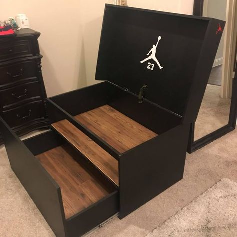 Shoe Box Decorating Ideas, Nike Shoe Box Storage, Jordan Shoe Box Storage, Giant Shoe Box Storage, Big Shoe Box, Sneaker Storage Box, Shoe Box Diy, Giant Shoe Box, Shoes Boxes