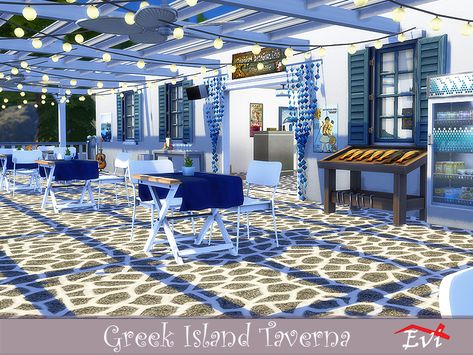 Greek Taverna Decor, Greek Restaurant Design, Greek Terrace, Greek Taverna, Seafood Store, Greek Cafe, Football Factory, Outdoor Restaurant Design, Spa Interior Design