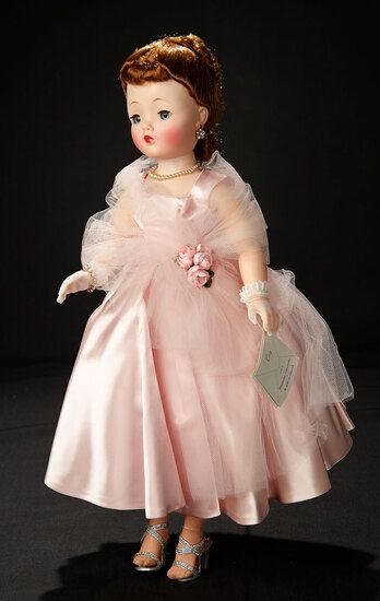 Ginny Dolls, Collectibles Toys, Vintage Madame Alexander Dolls, Auction Catalog, Satin Cocktail Dress, Bride Dolls, Purple Hats, Flamingo Pink, Madame Alexander Dolls