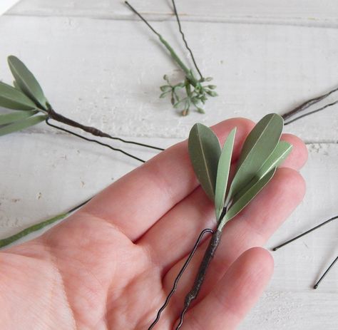 Olive Leaf Wedding, Greenery Hair Piece, Rose Gold Bridesmaid Dress, Bridal Hair Ornaments, Doily Art, Flower Wreath Hair, Floral Crown Wedding, Olive Leaves, Wedding Hair Wreath