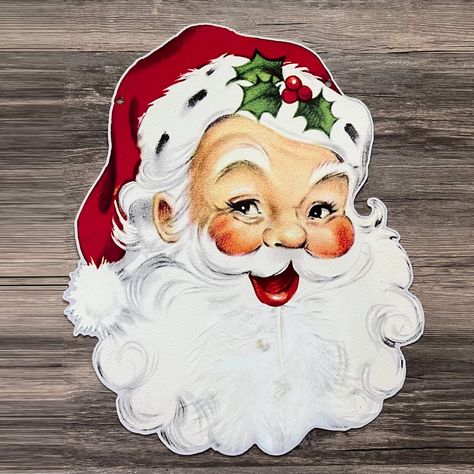 Faster shipping. Better service Christmas Post Design, Vintage Santa Images, Painted Santas, Santa Faces, Wreath Alternative, Vintage Jul, Christmas Santas, Wreath Attachment, Hanger Decor