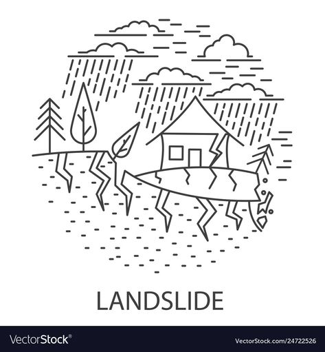 Landslide Drawing, Big Ben Drawing, Taj Mahal Drawing, Land Slide, Dinosaur Template, Eiffel Tower Drawing, Weather Crafts, Bow Vector, Natural Disaster