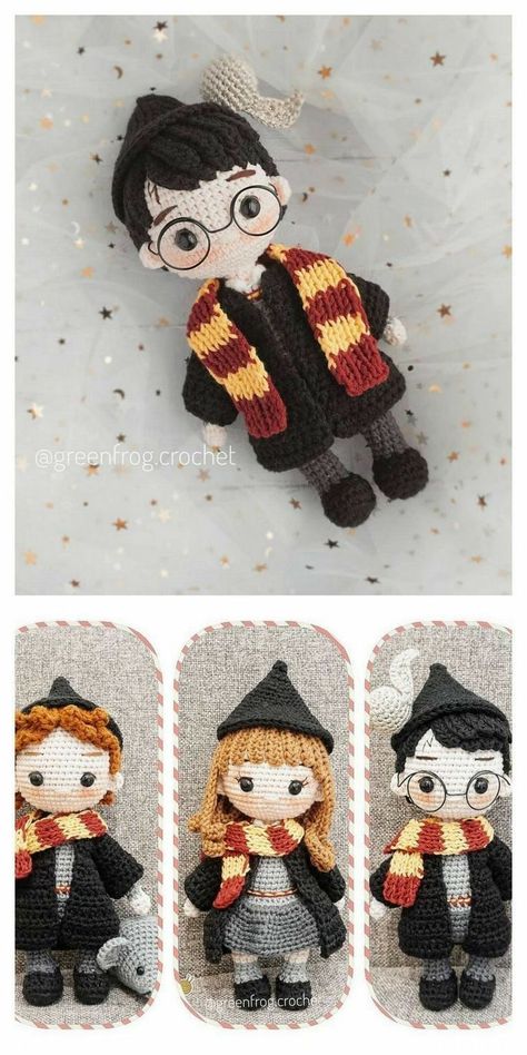 Doll Free Pattern, Harry Potter Crochet, Crochet Dolls Free Patterns, Pola Amigurumi, Fashion Crochet, Kawaii Crochet, Learn How To Crochet, Dress Crochet, Fun Crochet Projects