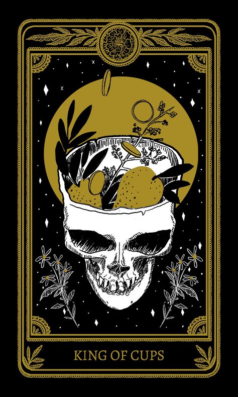 The Marigold Tarot - Amrit Brar's Portfolio Amrit Brar, Tarot Card Artwork, King Of Cups, Cups Tarot, Illustration Photo, Tarot Cards Art, Occult Art, Tarot Card Decks, Tarot Art