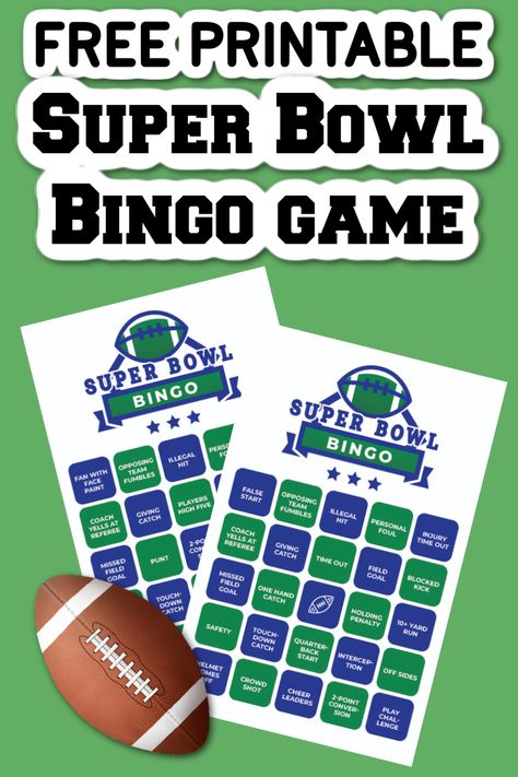 These fun free printable Super Bowl Bingo Cards make the perfect super bowl party game! Everyone will love this game and it's a really fun way to get everyone loving footballs on game day! Football Bingo Printable Super Bowl Party Games, Super Bowl Bingo Cards 2024, Football Bingo Printable Cards, Super Bowl Bingo 2024, Super Bowl Printables, Super Bowl Bingo Cards, Football Bingo, Super Bowl Bingo, Superbowl Squares