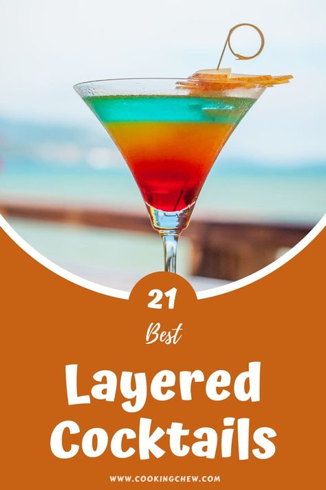 21 BEST Layered Cocktails To Impress Your Guests🍹 Layered Alcoholic Drinks, Layered Cocktails Recipes, Malibu Sunset Cocktail, Layered Shots, Blueberry Margarita, Layered Cocktails, Sunset Cocktail, Layered Drinks, Malibu Sunset