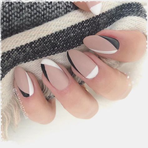 Nashville Nails, Control Art, Matte Background, Black And White Nail Art, Black And White Nails, Brown Acrylic Nails, Boho Nails, Pastel Nails Designs, Mission Control