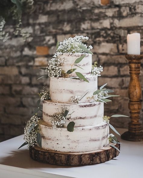 Rustic Cake With Greenery, Sage Cake Wedding, Boho Forest Wedding Decor, Cinnamon Rolls Wedding Cake, Wedding Cake Designs Boho, Autumn Cake Wedding, Bare Wedding Cake Ideas, Messy Wedding Cake, Earthy Wedding Cakes