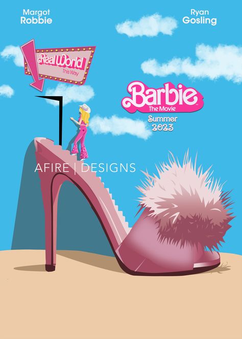 Barbie Movie minimalist poster Barbie Promotion Poster, Barbie Minimalist Poster, Barbie Movie Illustration, Barbie Movie Poster Aesthetic, Barbie Design Poster, Barbie Poster Design, Barbie Illustration Art, Barbie Movie Art, Barbie Graphic Design