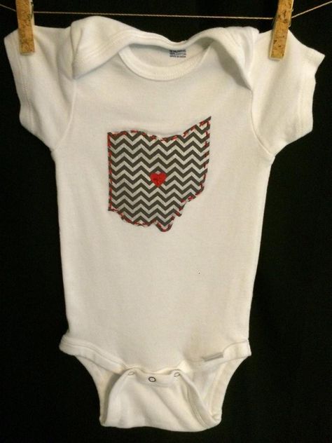 Scarlet Heart, Chevron Fabric, Ohio State University, Gender Neutral Baby Clothes, Heart On, Ohio State, Gender Neutral Baby, State University, Hand Stitched