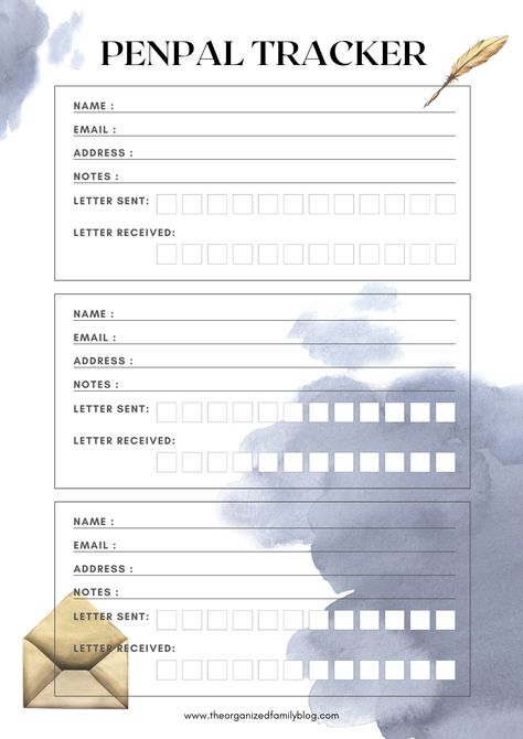 FREE Printable PenPal Tracker for The Best PenFriends 2 Penpal Tracker Printable, Penpal Tracker, Pen Pal Tracker, Service Learning Projects, Penpal Letters, Snail Mail Pen Pals, Mom Brain, Pen Pal Letters, Affirmations For Kids