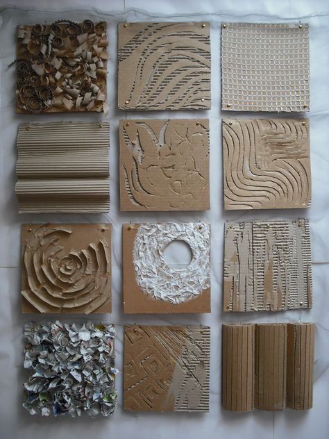 Cardboard Fashion, Art Experimentation, Texture Art Projects, Cardboard Relief, Paper Layering, Cardboard Texture, Textured Paper Art, Textiles Sketchbook, Deco Rose