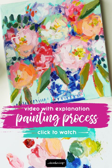 Loose Acrylic Florals, How To Paint Loose Acrylic Flowers, How To Paint Abstract Flowers Acrylics, Abstract Floral Paintings Acrylics Tutorial, Loose Floral Painting, Loose Acrylic Painting Tutorials, Abstract Floral Painting Tutorial, Painting Flowers Acrylic Step By Step, How To Paint Abstract Flowers