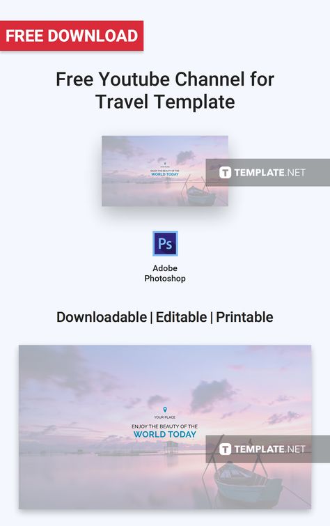 Travel Template Design, Youtube Channel Names, Travel Template, Free Youtube, Beautiful Places In The World, Youtube Channel, Beautiful Places, Template Design, Photoshop