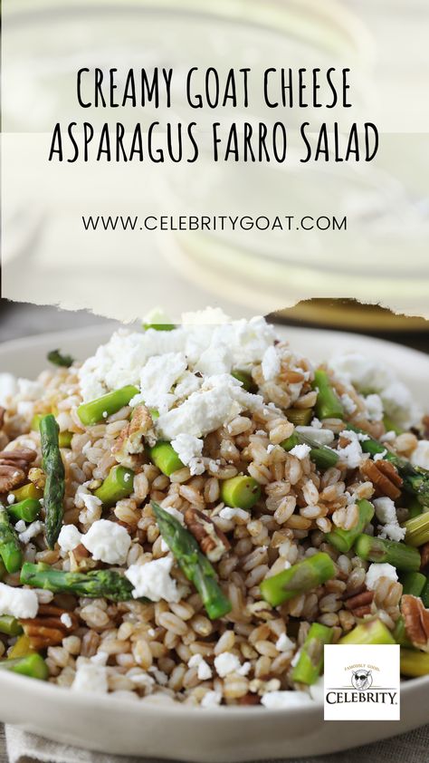 Farrow Salad, Farro And Asparagus Recipes, Goat Cheese Asparagus, Best Ever Farro Salad Delish, Goat Cheese Arugula Salad, Arugula Goat Cheese Salad, Farro Recipes, Farro Salad, Goat Cheese Recipes