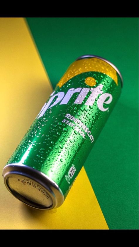 Can of sprite with green and yellow background Easy Product Photography, Photography In Home, Free Time, Product Photography, Free Art, Beverage Can, Mural, Social Media, Media