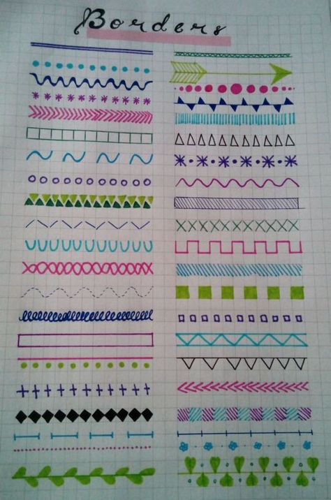 Planner Border Ideas, Grid Paper Pattern Art, Boder Degin For Project Simple, Note Ideas Aesthetic, Border Doodles, Ear Tattoo Ideas, Ear Tattoos, Colorful Borders Design, Bond Paper Design