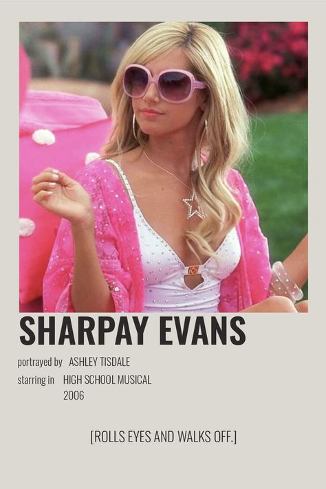 Sharpay Evans High School Musical Two, High School Musical Aesthetic Sharpay, Pink Movie Characters, Sharpay Evans Poster, Sharpay Quotes, Boarding School Movie, Hsm Poster, 2000s Movie Characters, Sharpay Evans Quotes