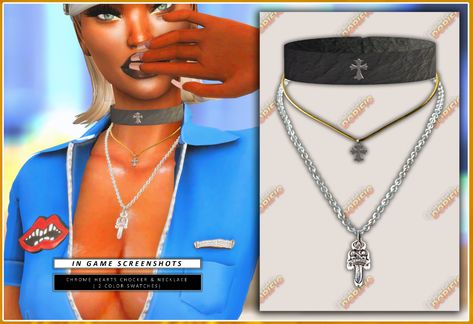 Chrome Hearts Sims 4 Cc, Sims 4 Chrome Hearts, Sims 4 Chrome Hearts Cc, Sims4 Accessories, Chrome Hearts Earring, Sims 4 Expansions, Ragged Priest, Chocker Necklace, Cc Sims