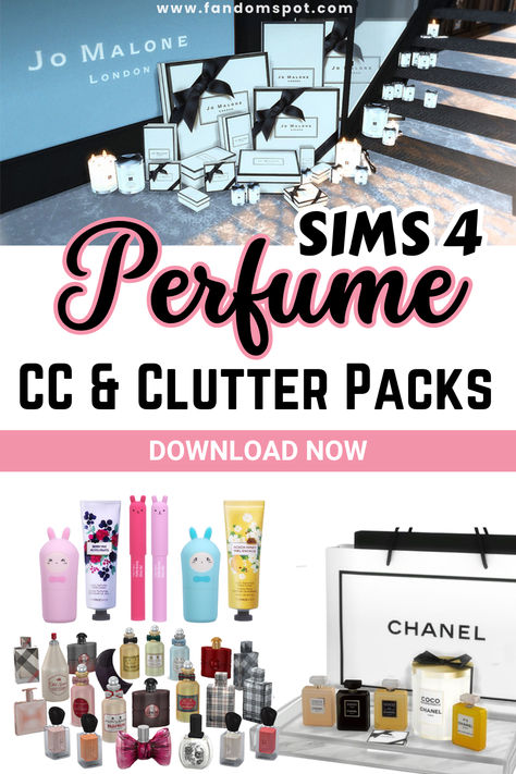 Add some perfume clutter into your TS4 gameplay with this huge collection! All free CC with a mix of brand name perfumes from Chanel, Dior, and more Sims 4 Makeup Furniture Cc, Sims 4 Cc Perfume Clutter, Sims 4 Cc Beauty Clutter, Sims 4 Luxury Clutter Cc, Sims 4 Perfume Clutter, Sims Chanel Cc, Sims 4 Cc Clutter Sets, Perfume Sims 4 Cc, Sims 4 Luxury Brands Cc