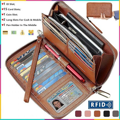 Women's Wallet Mobile Phone Bag PU Leather Outdoor Daily Zipper Large Capacity Lightweight Durable Solid Color Light Yellow Light Blue Dark Grey 2023 - AU $40.49 Cheap Crossbody Bags, Womens Wallets, Credit Card Holder Wallet, Card Holder Purse, Outdoor Material, Mobile Phone Bag, Somali, Card Holder Wallet, Womens Crossbody Bag