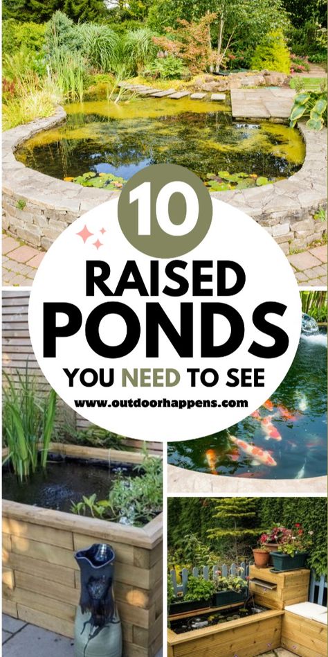 Transform your garden with these 10 DIY raised pond ideas! Perfect for small gardens, this guide covers creative and practical raised pond designs that you can build yourself. Learn how to create a beautiful and functional raised pond, adding a touch of tranquility to your outdoor space. Whether you're a beginner or an experienced DIY enthusiast, these ideas will inspire you to enhance your garden with a raised pond. Home Building Binder, Raised Pond Ideas, Wine Barrel Fountain, Outdoor Fish Ponds, Garden Pond Ideas, Small Fish Pond, Small Backyard Ponds, Diy Ponds Backyard, Raised Pond