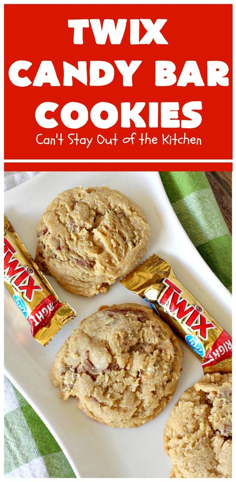 Recipes With Twix Candy Bars, Desserts With Twix Bars, Twix Bar Cookies, Twix Recipe Desserts, Twix Cookies Recipe, Twix Dessert Recipes, Candy Bar Cookies Recipes, Candy Bar Desserts, Candybar Cookies