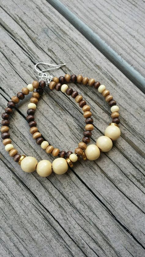 Wooden Bead Earrings Diy, Wooden Beads Earrings, Wooden Beaded Necklace, African Earrings Handmade, Wood Bead Earrings, Afro Earrings, Wooden Bead Earrings, Wooden Bead Jewelry, Wood Beads Jewelry