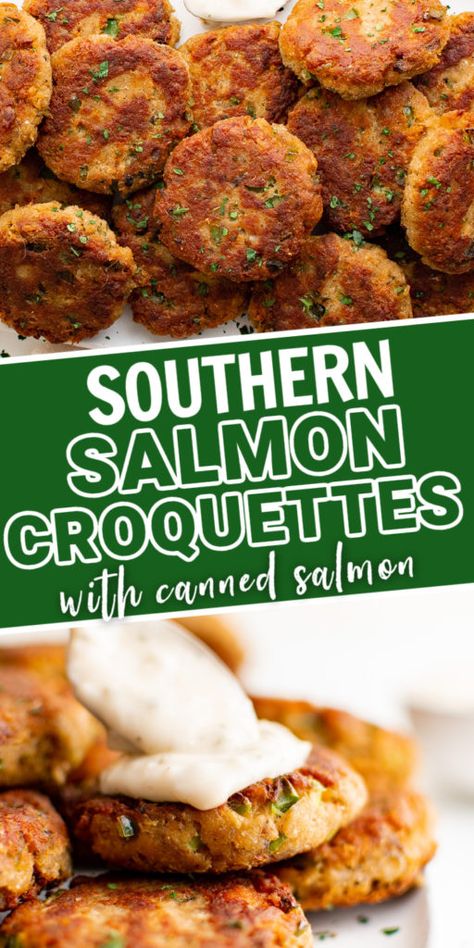 Salmon Croquettes Recipe Southern, Canned Fish Recipes, Fried Salmon Recipes, Salmon Croquettes Recipe, Side Dishes For Salmon, Canned Salmon Recipes, Salmon Cakes Recipe, Recipes Southern, Croquettes Recipe