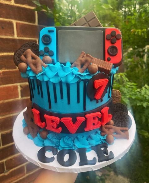 Boys Cake Ideas, Video Game Birthday Cake, Game Birthday Cake, 5 Birthday Cake, 6th Birthday Boy, Nintendo Birthday Party, Nintendo Birthday, 6th Birthday Boys