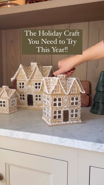 Ginger Bread House Christmas Decor, Paper Mache Houses Christmas, Nativity Gingerbread House, Repainting Christmas Village Houses, Ceramic Gingerbread House Diy, Paper Mache Gingerbread House, Painting Gingerbread Houses, Fake Gingerbread House Diy, Mini Gingerbread House Ideas