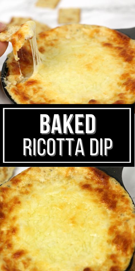 Baked Ricotta Dip, Ricotta Dip Recipes, Ricotta Dip, Baked Dips, Baked Ricotta, Delicious Slow Cooker Recipes, Cheese Dip Recipes, Ricotta Recipes, Best Appetizer Recipes