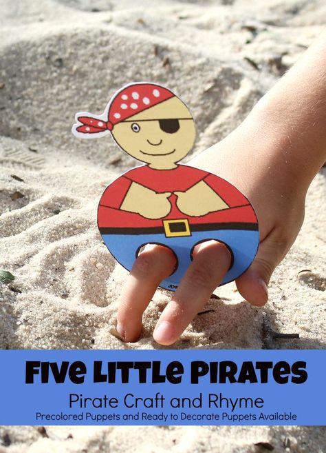 Five Little Pirates Pirate Craft and Printable Kids Pirate Crafts, Crafts For Older Kids, Pirate Craft, Pirate Preschool, Pirate Week, Pirates Theme, Addition With Regrouping, Apple Math, Pirate Activities