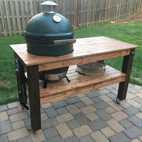 XL Big Green Egg Table — Dogwood Nation Outdoor Serving Station, Big Green Egg Table Plans, Grill Stations, Green Egg Table, Diy Grill Station, Outdoor Grill Island, Big Green Egg Table, Big Green Egg Grill, Outdoor Buffet