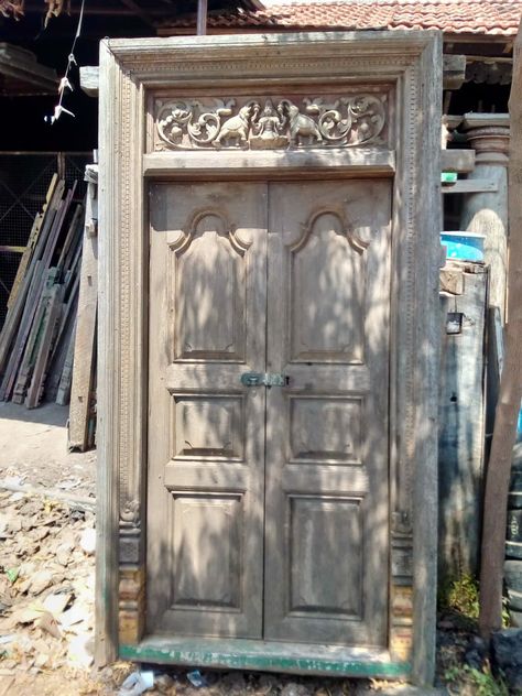 Terrace Door, Teak Wood Door, Chettinad House, Wooden Front Door Design, Wooden Main Door, Wooden Front Doors, Wooden Door Design, Antique Doors, Front Door Design