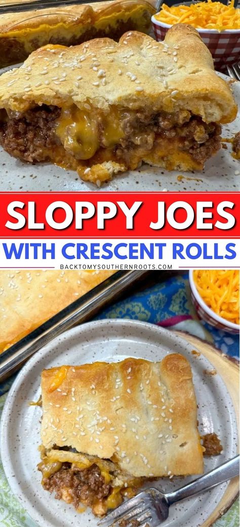 Crescent Roll Hamburger Casserole, Sloppy Joe Bake Crescent Rolls, Crescent Rolls And Hamburger Recipes, Sloppy Joe Crescent Bake, Hamburger Meat Recipes With Crescent Rolls, Crescent Roll With Ground Beef Recipes, Casserole Recipes With Crescent Rolls, Hamburger Meat And Crescent Rolls, Sloppy Joe Crescent Rolls