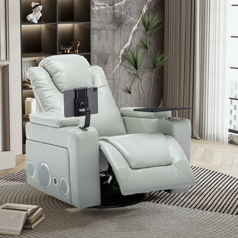 Description: Experience unparalleled comfort and modern convenience with this premium recliner chair, designed to elevate your relaxation time. Connect your phone via Bluetooth to enjoy high-quality stereo sound. Theater Recliners, Power Recliner Chair, Leather Recliner Chair, Electric Recliners, Bluetooth Audio, Leather Lounge, Power Recliner, Leather Recliner, Lounge Seating